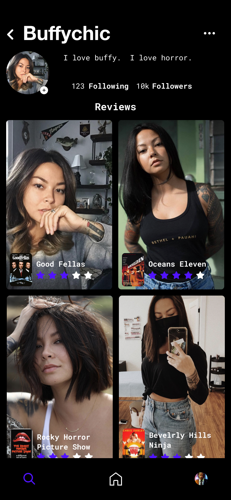 Roughtake reviewer profile — follower count and review grid